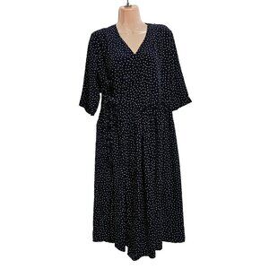 Beams Boy Polka Dot Fit and Flare Wrap Tie Dress Women One Size Blue
